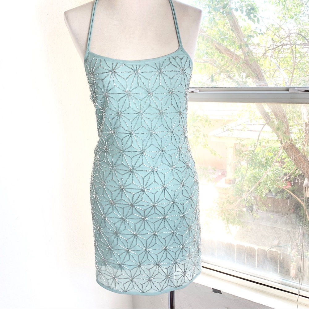 Top Shop Mint Green Strap Sequin Dress